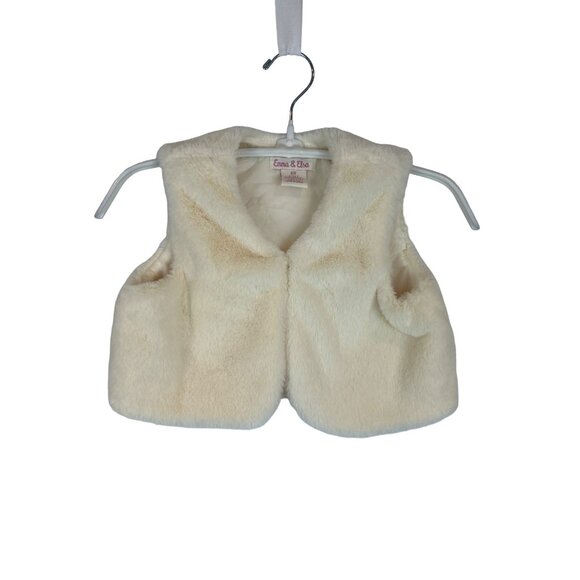 Emma & Elsa Other - Toddler Emma & Elsa Faux Fur Vest 6X Ivory Sleeveless Satin Lining Button Closur